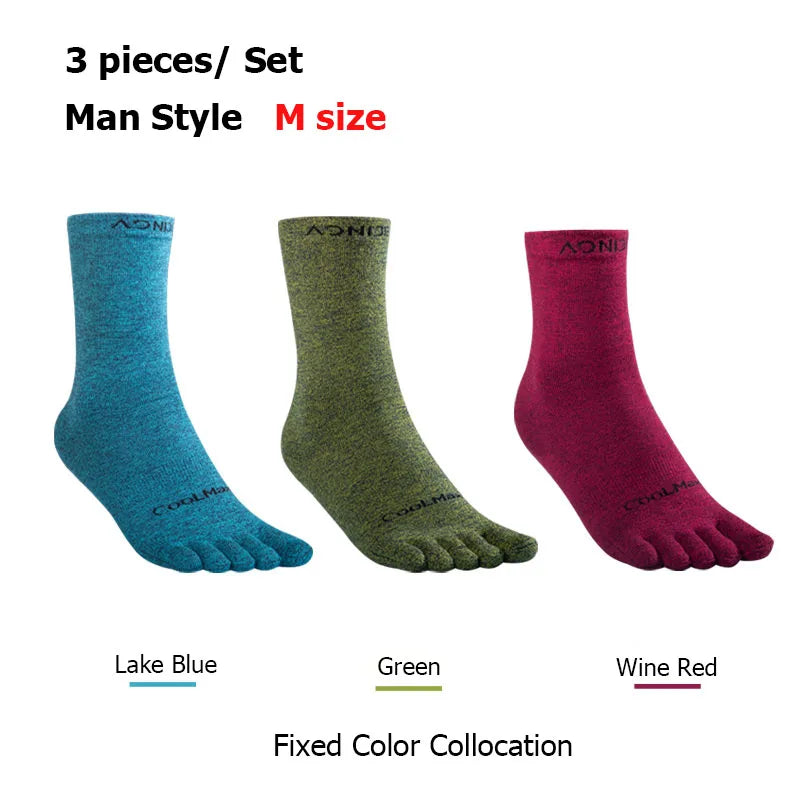 3Pairs/Set AONIJIE E4830 Medium Long  Five Toe Socks For Race Tranning